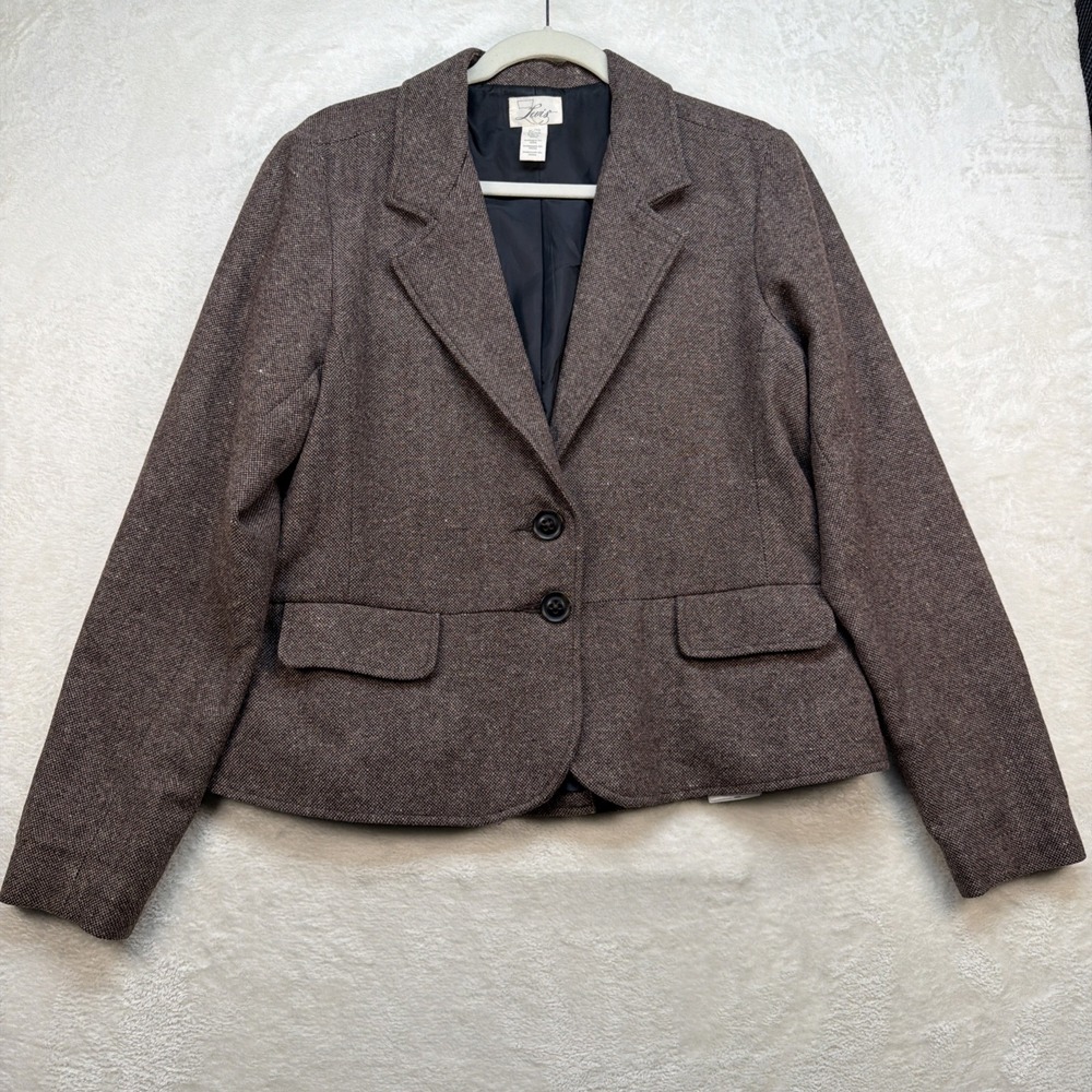 Levi's Wool Blend Blazer Womens XL Brown Herringbone Tailored Jacket